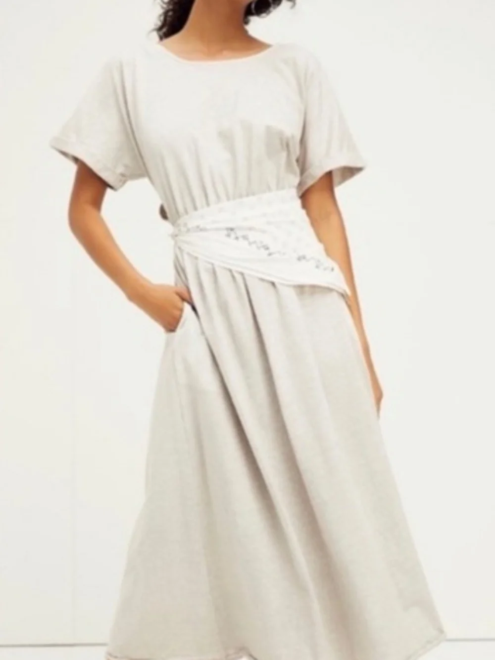 NWT Free People Beach Sorrento Midi/Maxi Dress Neutral Stone Minimalist XS-S